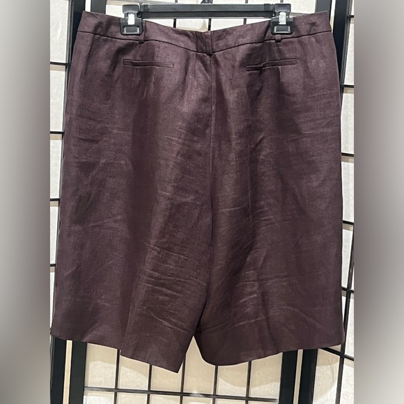 Talbots Chocolate IRISH Linen VINTAGE BERMUDA UTILITY SHORTS, WOMEN SIZE 18 - Picture 6 of 13